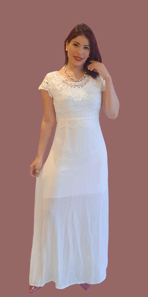 VESTIDO LONGO FEST GUIPIR PEROLADO