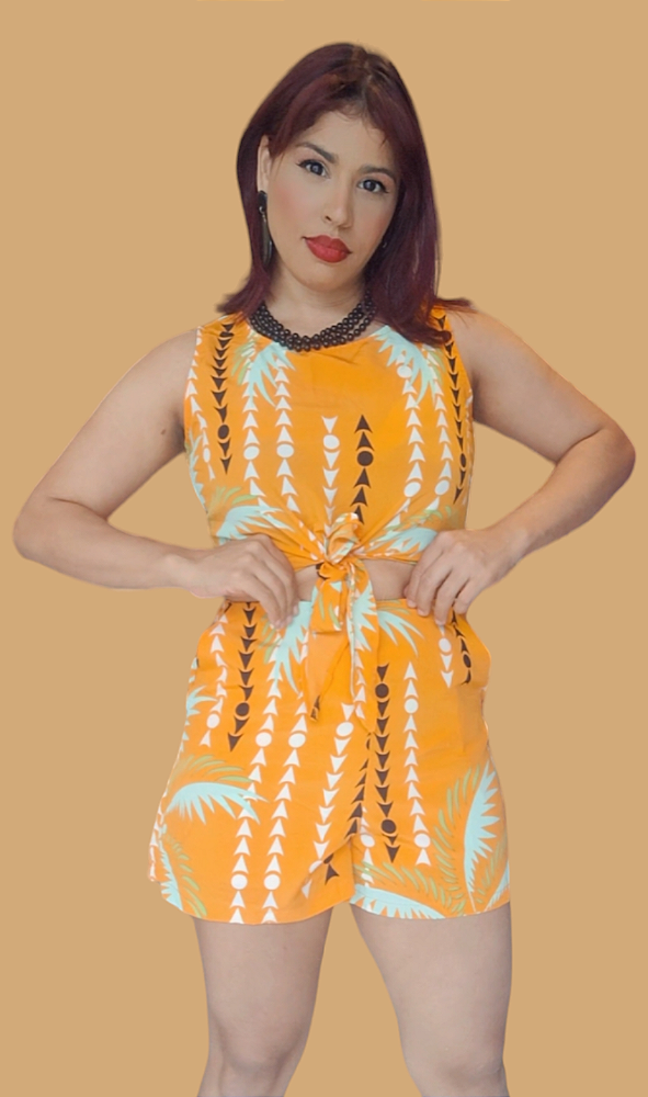CONJUNTO  CREPE TROPICAL SHORT E CROPPED