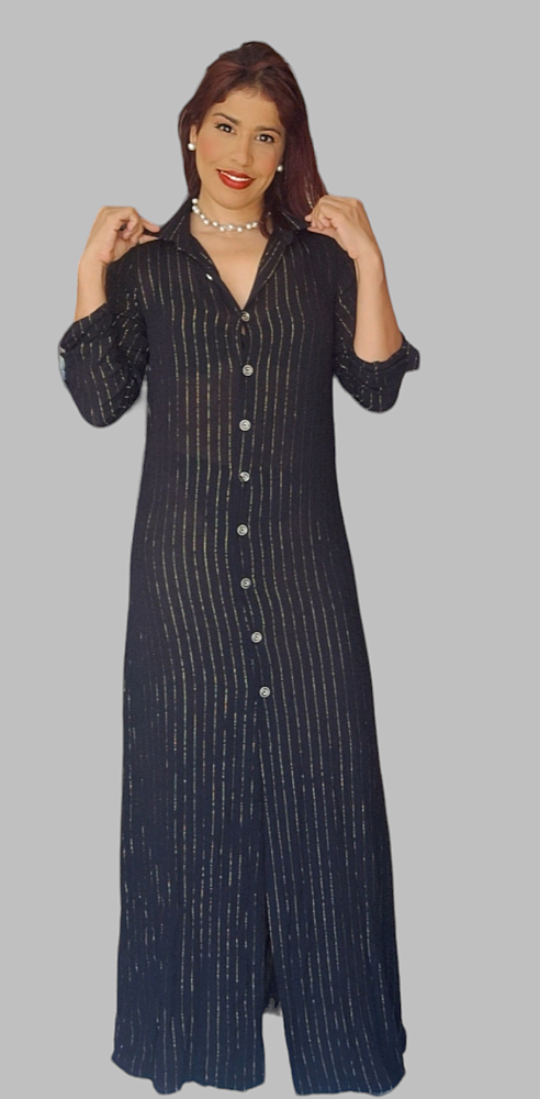 VESTIDO LONGO FIOS DE OURO