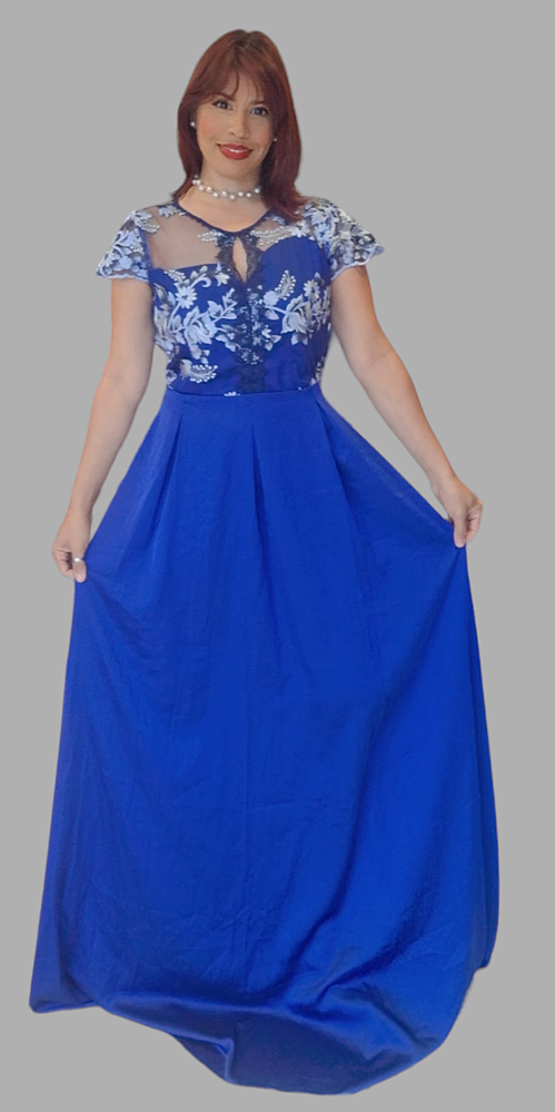 VESTIDO LONGO FEST RENDA C\ SEDA