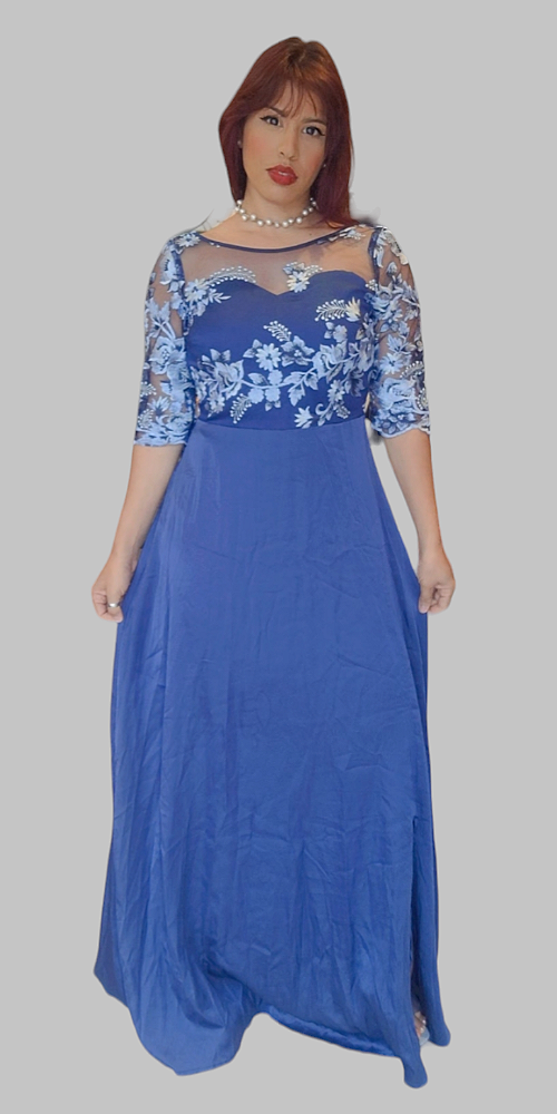 VESTIDO LONGO FESTA RENDA C\ SEDA