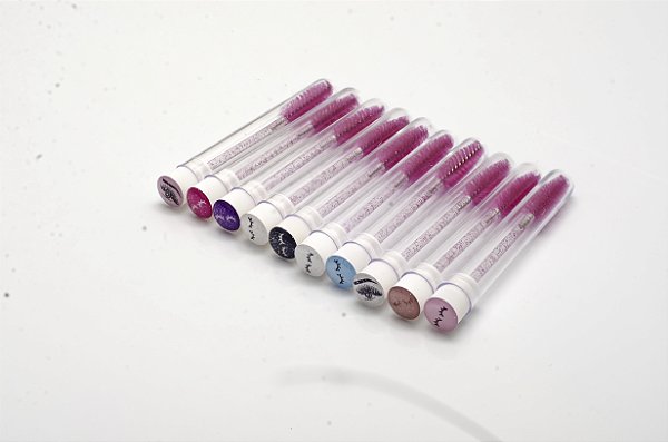 10 Tubete Para Escovinha de Cílios Escovinha de Cílios Enfeitada  Colorido/Escovinhas com Glitter Extensão de Cílios e Sobrancelha rosa bebê