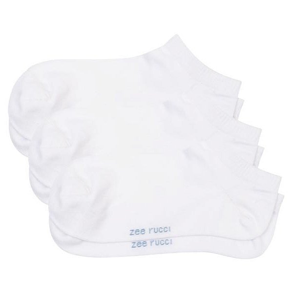 Kit com 3 Pares Meias Cano Invisível Branca
