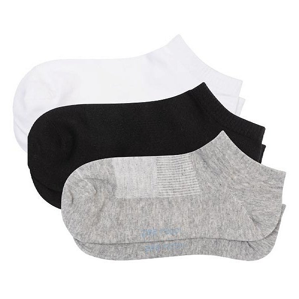 Kit com 3 Pares Meias Cano Invisível Mescla/Preto/Branco