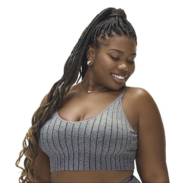 Top Mescla Com Bojo Removível Sem Costura Plus Size