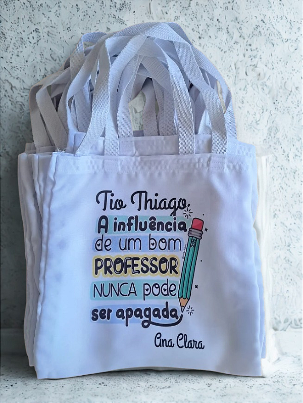 Sacola Ecobag em Poliester 20x30 com alça Branca