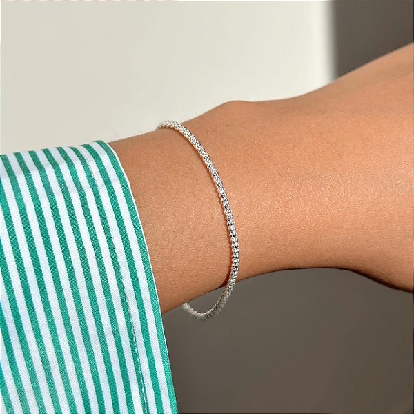 Pulseira Pipoca Prata 925 - 2mm - 1.3g