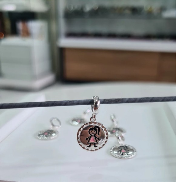 Berloque Medalha Menina - Prata 925 - PD1228-2254