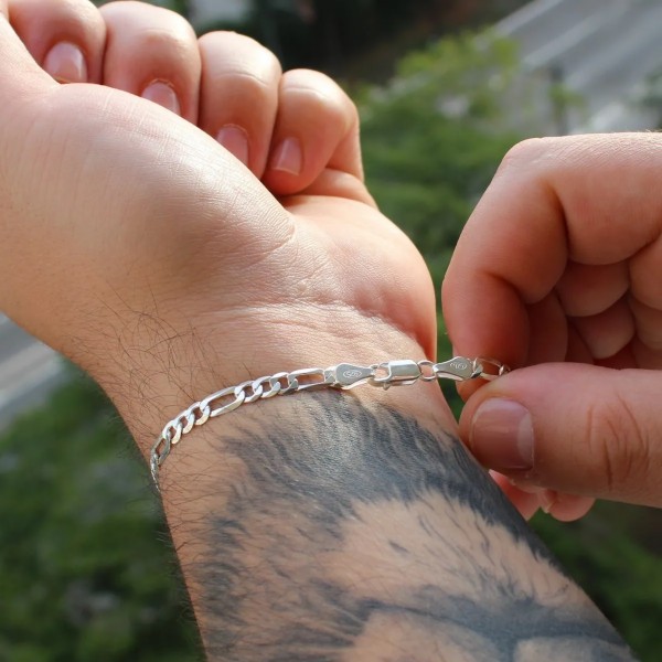 Pulseira Masculina 3x1 Prata 925 - 3MM - 2.7g