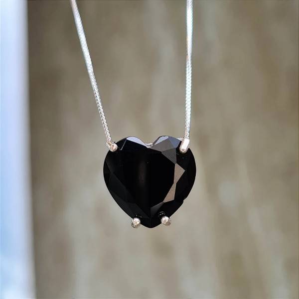 Gargantilha Coração Zircônia Preto - Prata 925 - MC07-3145