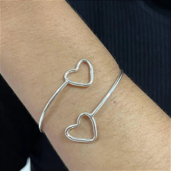 Bracelete Ajustável Corações Prata 925 - MP01-1427