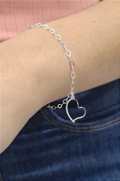 Pulseira Coração Prata 925