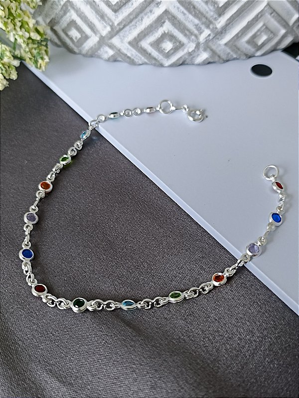 Pulseira C/ Pedras Multicor - Prata 925 - MP19-1934