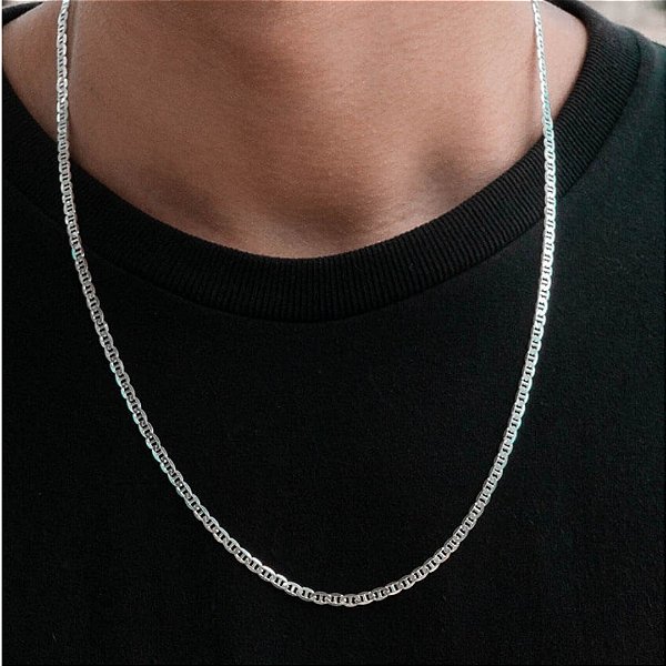 Corrente Masculina Elo Tampa de Latinha - 3.5 mm - 70 cm - 9.2 g - Prata 925