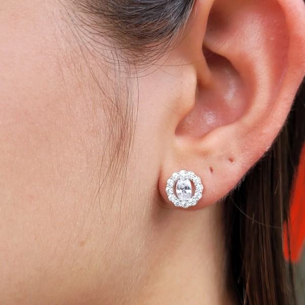 Brincos Cravejados com Zircônias Prata 925 - 10mm - MB60-2543