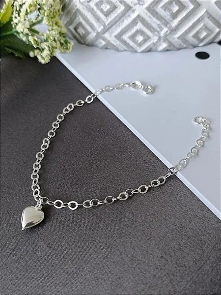 Pulseira Coração Liso - Prata 925 -  MP79-1332