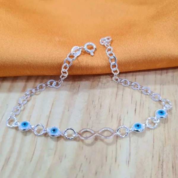 Pulseira Prata 925 com Olho Grego/Infinito - 18cm - MP82-1836