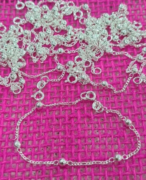 Pulseira de Bolinha Infantil Prata 925 - 3,5mm - 15cm