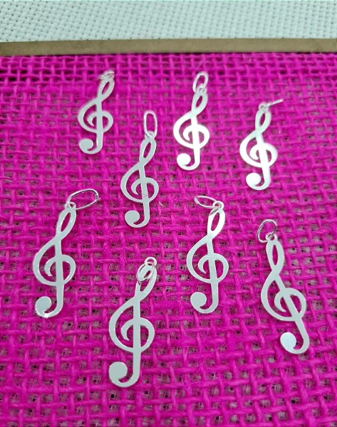 Pingente Nota Musical Clave de Sol Prata 925 - 30mm