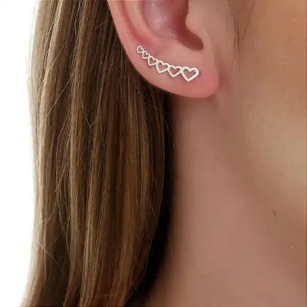 Brinco Prata Ear Cuff Coração Prata 925 - MB123-1634
