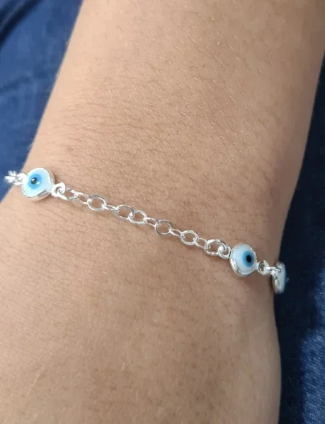 Pulseira Olho Grego - Prata 925 - 18 cm