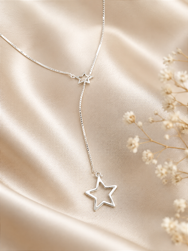 Gargantilha Gravatinha Estrela - Prata 925 - MC122-3878