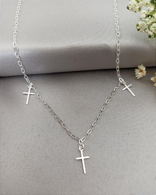 Gargantilha Choker Cruz - Prata 925 - MC116-1942