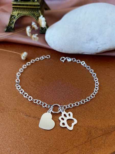Pulseira Pata + Coração - Prata 925 - MP124-2449