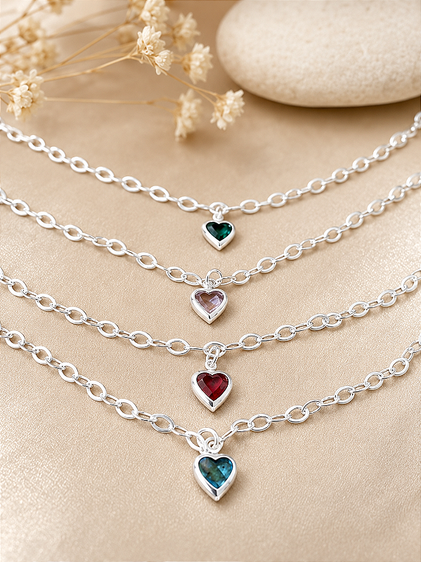 Pulseira Com Coração Color - Prata 925 - MP146-1632
