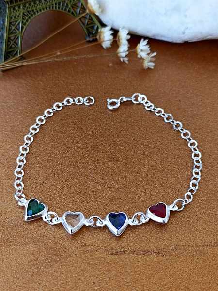 Pulseira Com Corações Color - Prata 925 - MP147-2346