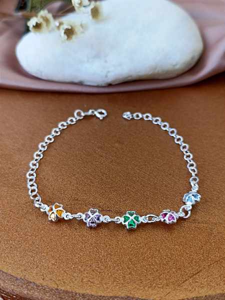 Pulseira Com Trevos Color - Prata 925 - MP153-2046