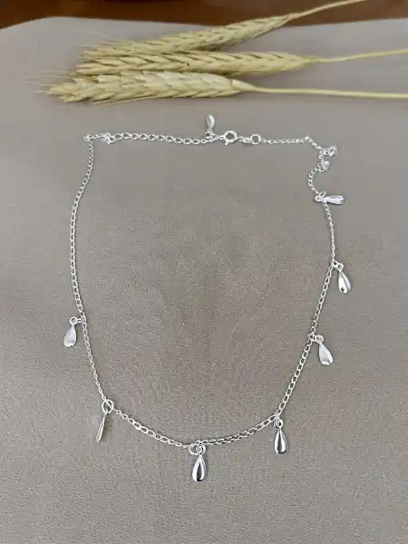 Gargantilha Choker Com Gotas- Prata 925 - MC126-2652