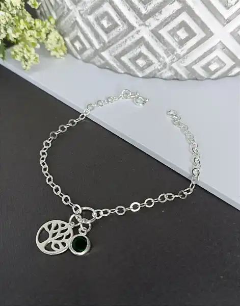 Pulseira Árvore da vida Com Zircônia Verde - Prata 925 - MP165-2036
