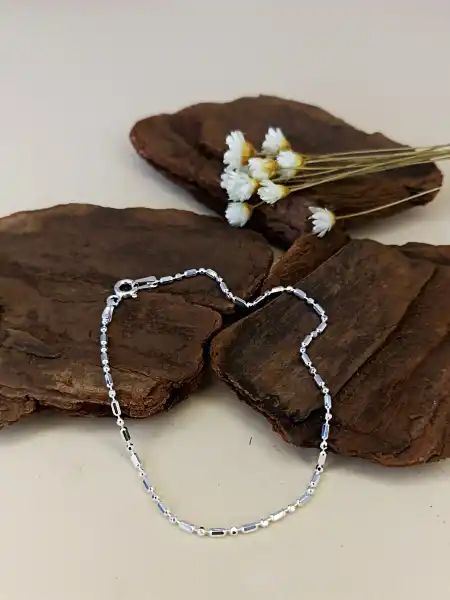 Pulseira Feminina Canutilho Bolinha - Prata 925 - MP172-919