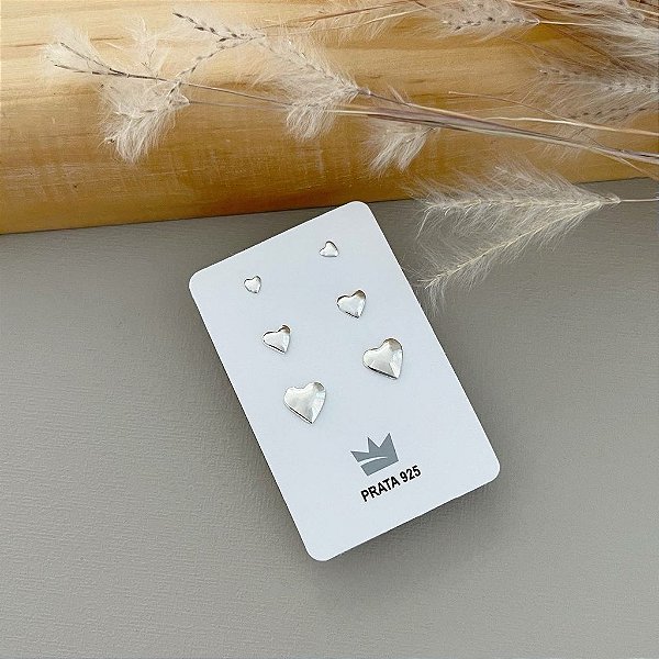 Trio Coração Liso - Prata 925 - MB249-923