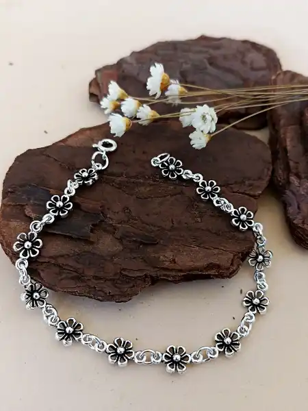 Pulseira Flor Bali Pikun - Prata 925 - Cor Envelhecida - MP198-51102