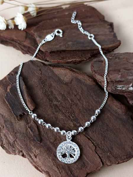 Pulseira Árvore Da Vida Com Bolinha - Prata 925 - MP223-2758