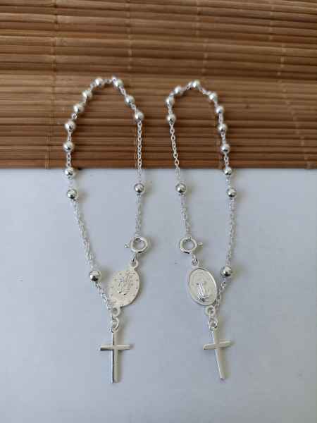 Pulseira Terço N. Senhora das Graças - (Dupla Face) - Prata 925