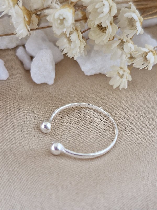 Anel Ajustável Bola - Prata 925 - MA40-925