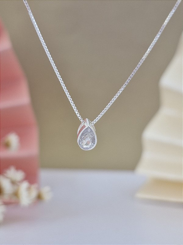 Gargantilha Veneziana Com Ponto de Luz Gota - Prata 925 - MC311-1435