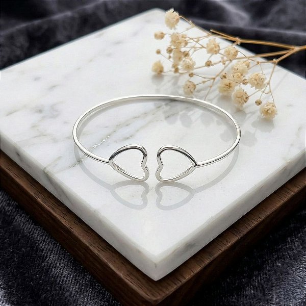 Bracelete Dois Corações - Prata 925 - MP262-1642