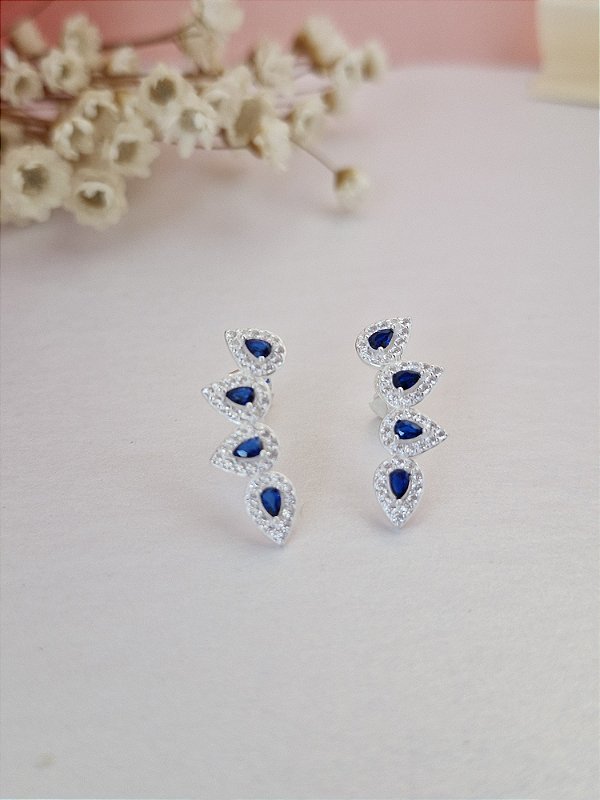 Brinco Ear Cuff Gota Cravejada - Prata 925 - MB372-2870