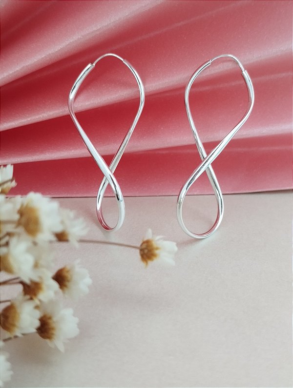 Argola Infinito 44 mm - Fio Redondo - Prata 925