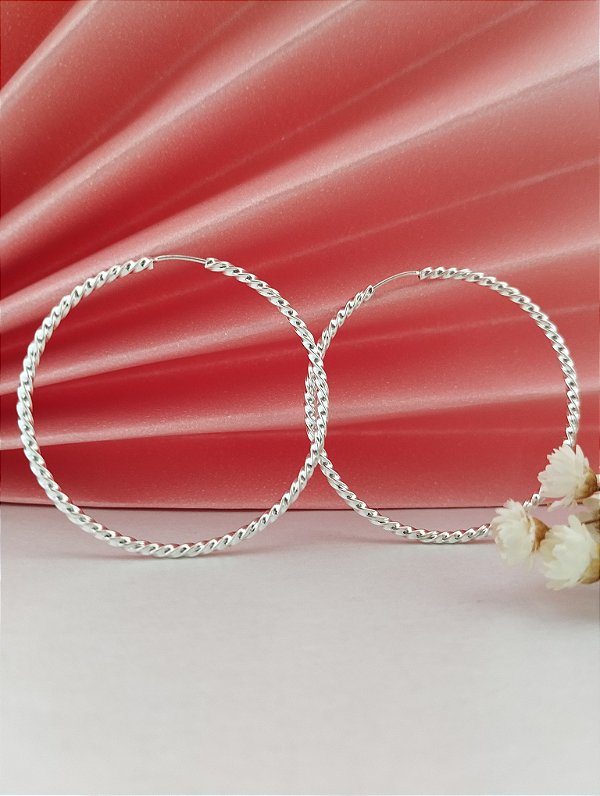 Argola Trançada 26 mm - Prata 925 - MB420-1332
