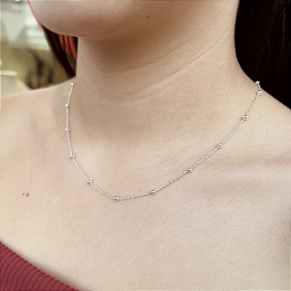 Gargantilha Cartier C/ Bolinhas - Prata 925 - MC317-2156