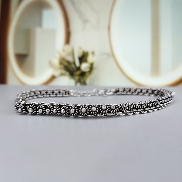 Pulseira Bali Pikun cor Envelhecida - 18cm -  Prata 925 - MP293-100250