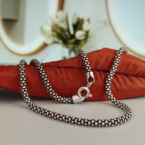 Gargantilha Bali Pikun Cor Envelhecida - 18cm - Prata 925 - MC318-81202