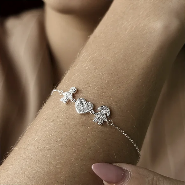 Pulseira Casal Menino e Menina de Zircônias - Prata925 - MP295-2870
