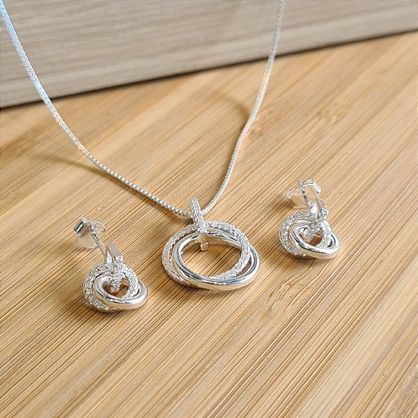 Conjunto Elos Cravejados - Prata 925 - MCJ52-67168