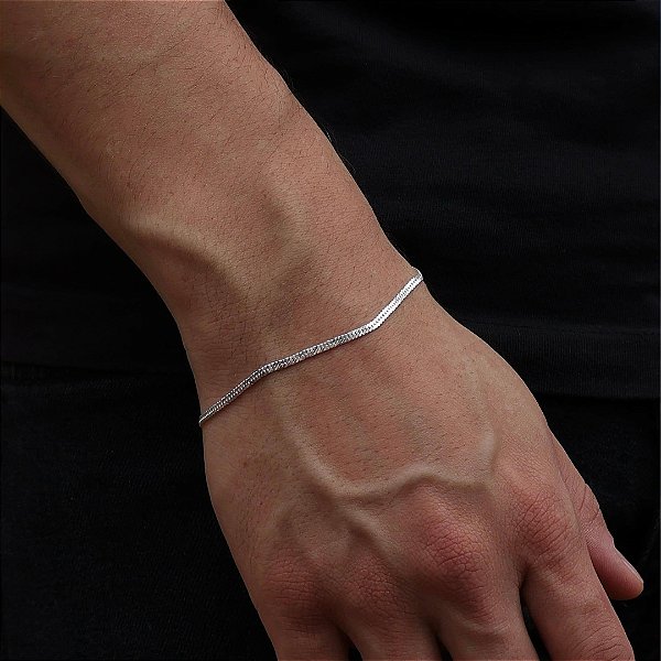 Pulseira Grumet Dupla - 2mm - 2g - 21cm - Prata  925